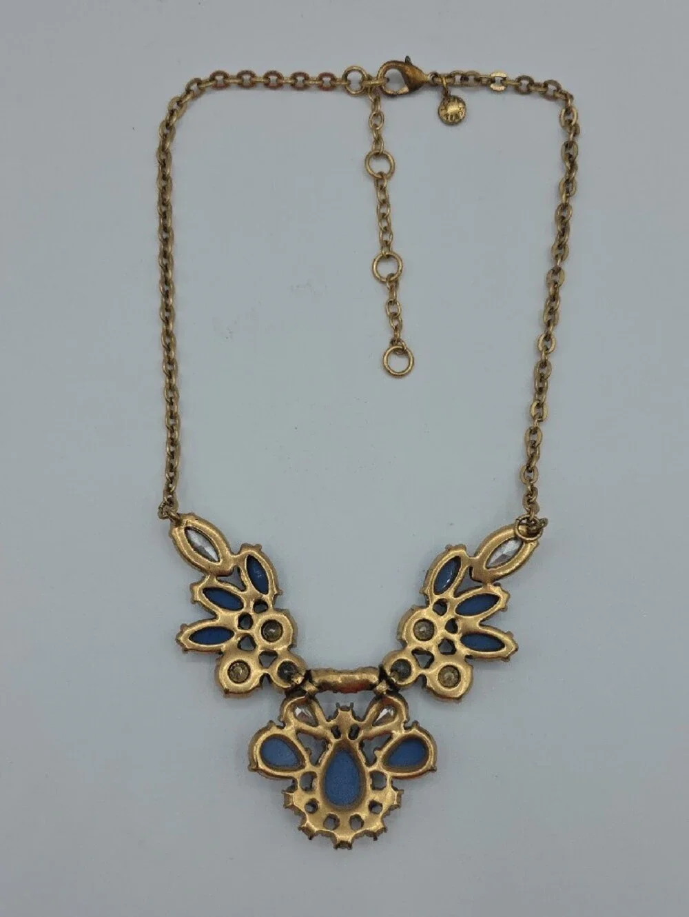 J. Crew Blue and Clear Crystal Bib Necklace